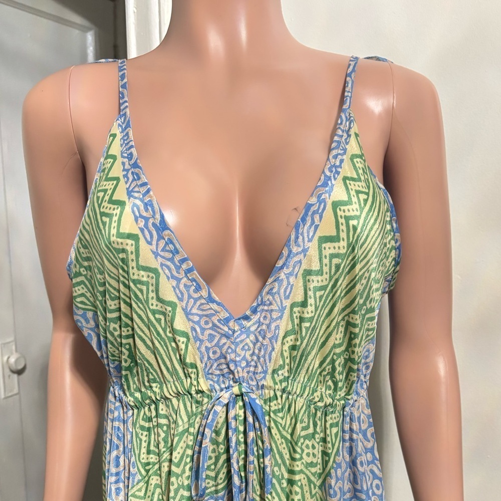 ANISA Women’s Open Back V- Neck Maxi Dress 100% silk - Picture 4 of 13